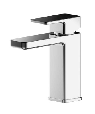 Square Eco Mono Basin Mixer Tap & Push Button Waste - Chrome