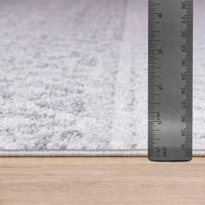 Square Elaziz-Geometric Grey White Global Living Dining Bedroom Rug 180 ...
