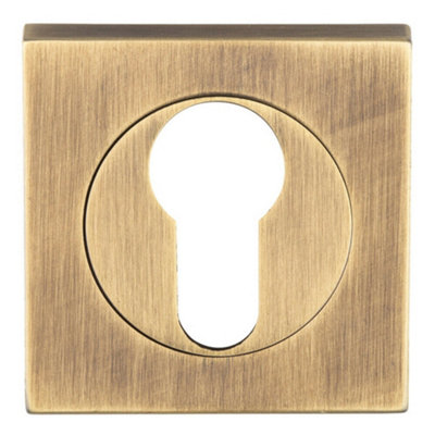 Square Euro Profile Escutcheon 52 x 52mm Concealed Fix Antique Brass