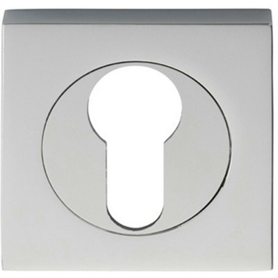 Square Euro Profile Escutcheon 52 x 52mm Concealed Fix Polished Chrome