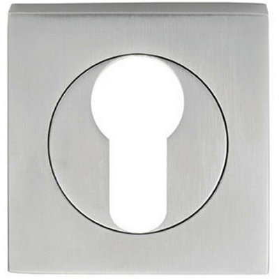 Square Euro Profile Escutcheon 52 x 52mm Concealed Fix Satin Chrome