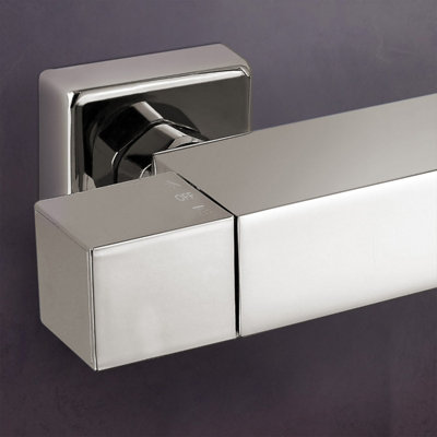 Square Exposed Twin Head Mixer Shower and Thermostatic Bar Set