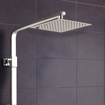 Square Exposed Twin Head Mixer Shower and Thermostatic Bar Set - 6