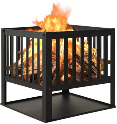 Square Fire Pit Camping Heater Outdoor Garden Firepit Brazier Patio Outside