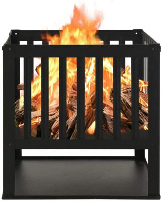 Square Fire Pit Camping Heater Outdoor Garden Firepit Brazier Patio Outside
