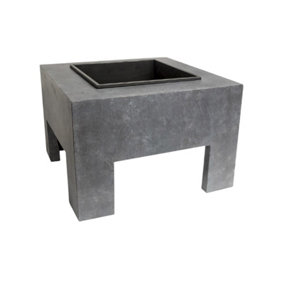 Square Firebowl and Square Console - Steel/Fibreclay - L58 x W58 x H40 cm - Cement