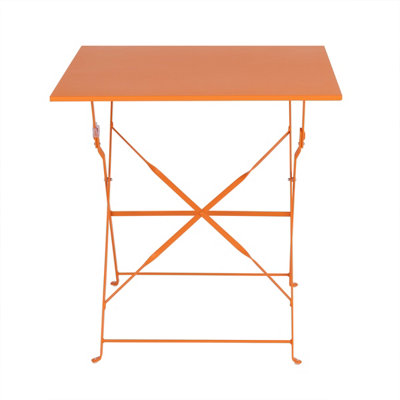 Square Folding Metal Bistro Set Orange Patio Garden Outdoor - 7