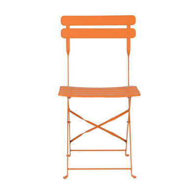 Square Folding Metal Bistro Set Orange Patio Garden Outdoor - 8