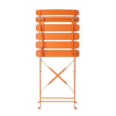 Square Folding Metal Bistro Set Orange Patio Garden Outdoor - 9