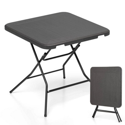 Square Folding Picnic Table 4-Person Patio Dining Table-Black 80 cm