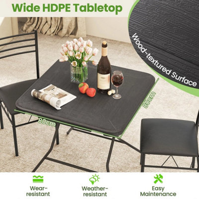 Square Folding Picnic Table 4-Person Patio Dining Table-Black 80 cm