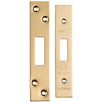 Square Forend Strike and Fixing Pack Suitable for Deadlocks Satin Brass ...