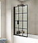 Square Framed 6mm Toughened Safety Glass Reversible Straight Bath Screen - Black - Balterley