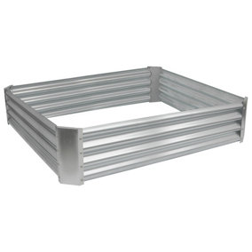 Square Galvanised Steel Raised Garden Bed - 120cm x 120cm - Silver