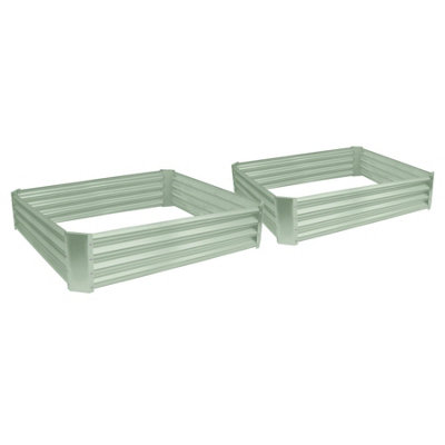 Square Galvanised Steel Raised Garden Beds - 120cm x 120cm - Green - Pack of 2