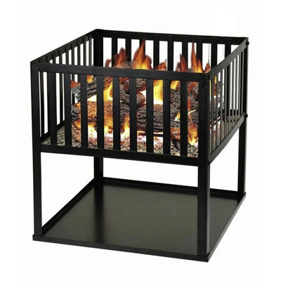 Square Garden Fire Pit Fire Log Burner Basket BBQ Camping Patio - 3