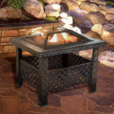 Square Garden Fire Pit with Poker