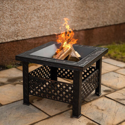 Square Garden Fire Pit with Poker