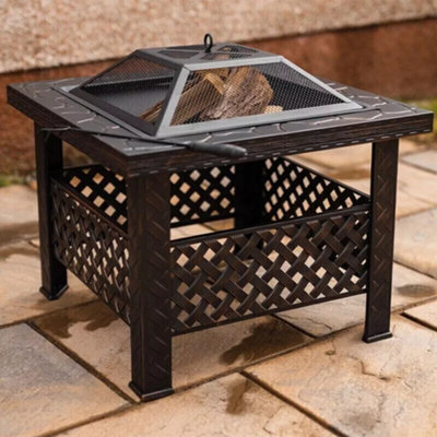 Square Garden Fire Pit with Poker - 3