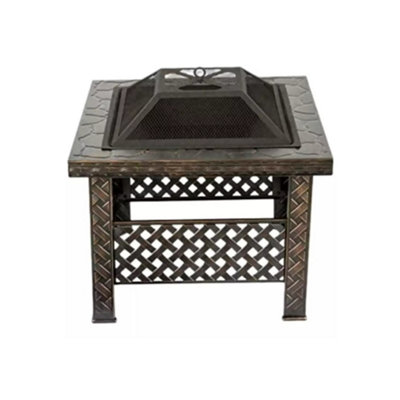 Square Garden Fire Pit with Poker - 4