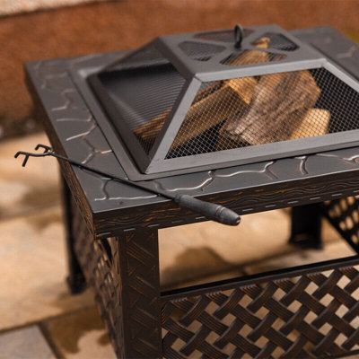Square Garden Fire Pit with Poker