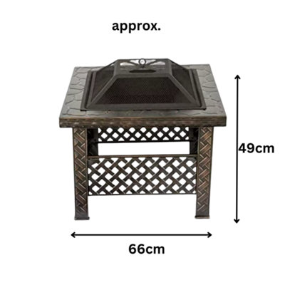 Square Garden Fire Pit with Poker - 5