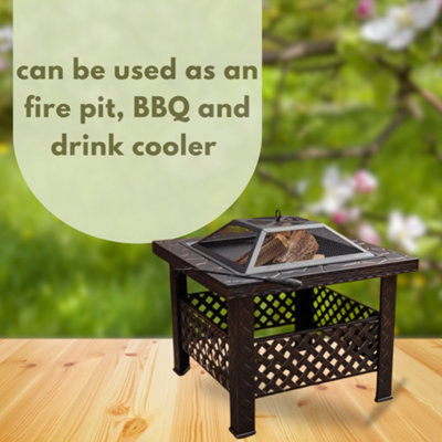 Square Garden Fire Pit with Poker - 8