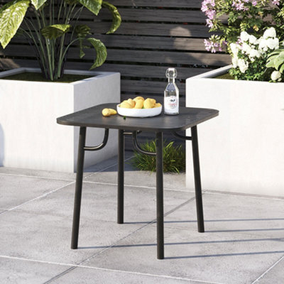 Square Garden Metal Bistro Table Outdoor Patio Coffee Side Desk 80 x 80cm Black