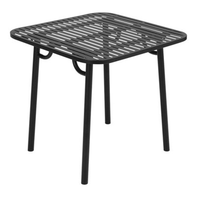 Square Garden Metal Bistro Table Outdoor Patio Coffee Side Desk 80 x 80cm Black