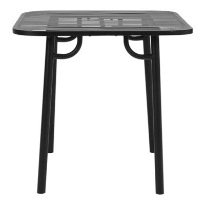 Square Garden Metal Bistro Table Outdoor Patio Coffee Side Desk 80 x 80cm Black