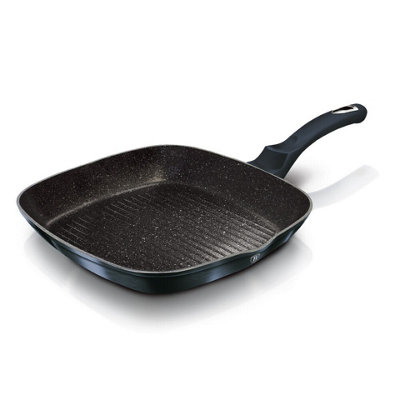 Square Grill Pan 28cm Induction Non-Stick Marble Coating Aquamarine Handle