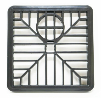 Square Gulley Grid Drain Cover Grate Lid.  Heavy Duty PVC. 150mm x 150mm / 6 Inch.  Black