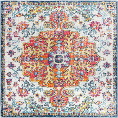 Square Harput-Vintage Blue Orange Yellow Grey Traditional Boho Living ...