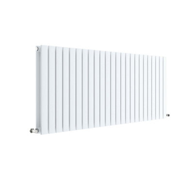 Square Horizontal Double Panel Radiator - 600mm x 1398mm - 4968 BTU - Satin White Price Comparisons | Compare The Build