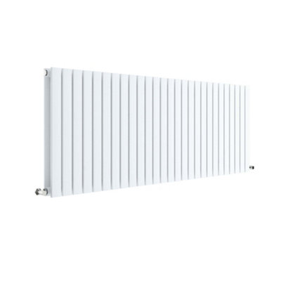 Square Horizontal Double Panel Radiator - 600mm x 1572mm - 5589 BTU - Satin White