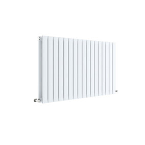 Square Horizontal Double Panel Radiator - 600mm x 992mm - 3519 BTU - Satin White