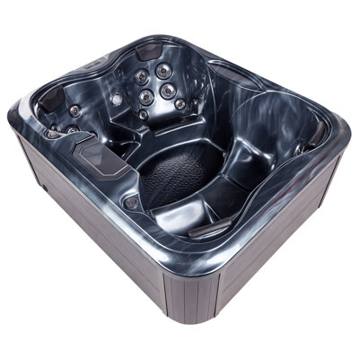 Square Hot Tub with LED Grey ARCELIA