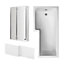 Square L Shape Shower Bath Bundle with Left Hand Tub, Fixed Screen with Double Hinge & Front Panel - 1700mm - Chrome - Balterley