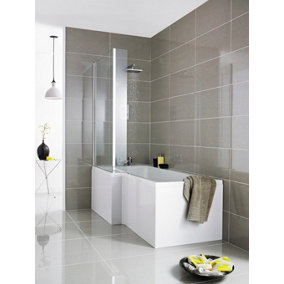 Square L Shaped Shower Bath Acrylic Front Panel - 1500mm - White - Balterley
