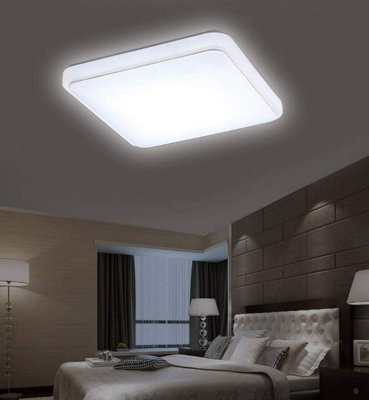Square LED Ceiling Lamp AC220V White Light Modern Panel Light White With Silver Lines