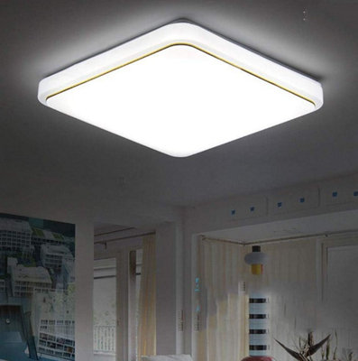 Square LED Ceiling Lamp AC220V White Light Modern Panel Light White With Silver Lines