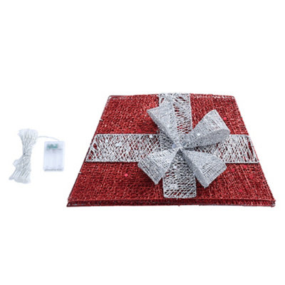 Square LED Lighted Christmas Tree Collar Tree Skirt Stand Basket Decor ...
