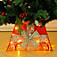 Square LED Lighted Christmas Tree Collar Tree Skirt Stand Basket Decor with Bow Tie