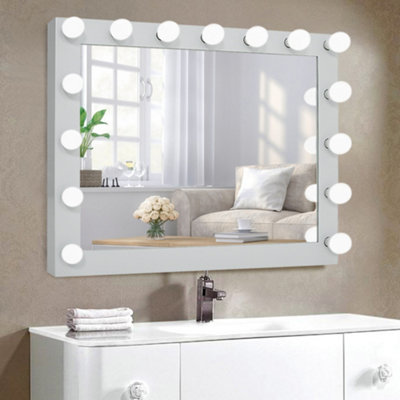 Square LED Monochrome Light Makeup Mirror with Detachable Base