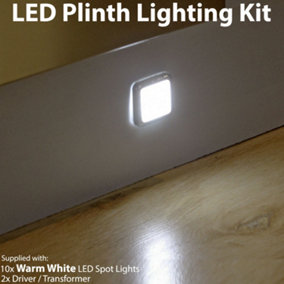 Square LED Plinth Light Kit 10 WARM WHITE Spotlight Kitchen Bathroom Floor Panel