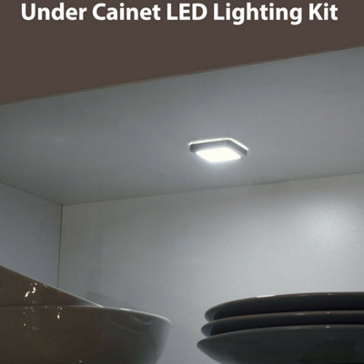 Square LED Plinth Light Kit 8 WARM WHITE Spotlights Kitchen Bathroom ...
