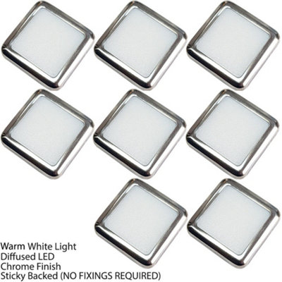 Square LED Plinth Light Kit 8 WARM WHITE Spotlights Kitchen Bathroom ...