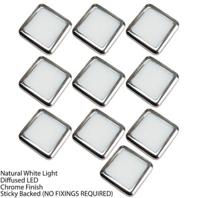 Square LED Plinth Light Kit with 10 Natural White Spotlights for Kitchen and Bathroom