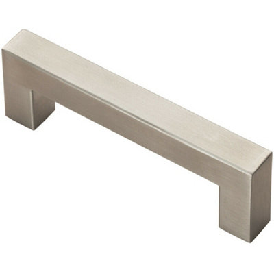 Square Linear Block Pull Handle 110 x 14mm 96mm Fixing Centres Satin Steel