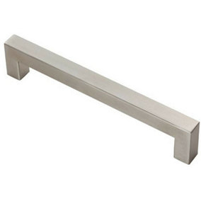 Square Linear Block Pull Handle 174 x 14mm 160mm Fixing Centres Satin Steel